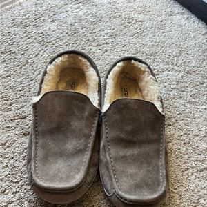 UGG Men’s Chocolate Brown Suede Shearling-Lined Slip-Ons